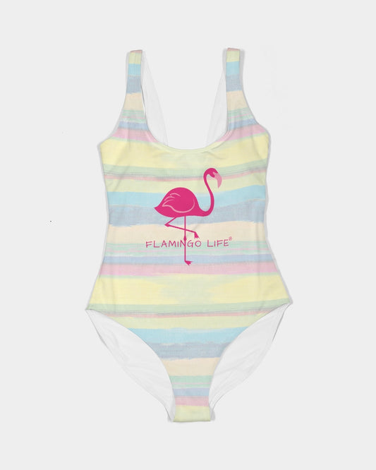 Flamingo Life® Pastel Stripes Women's One-Piece Swimsuit