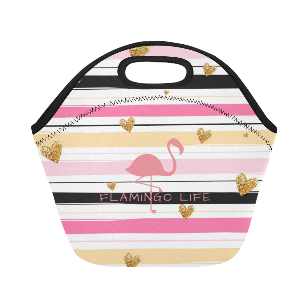 Flamingo Life Striped Neoprene Lunch Bag - The Flamingo Shop