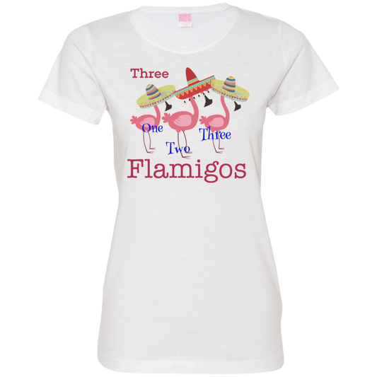 Add Custom Text - Three Names - Three Flamingos Womens T-Shirt - The Flamingo Shop