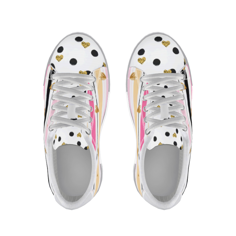 Flamingo Life Stripes and Hearts Shoes Sneakers - The Flamingo Shop