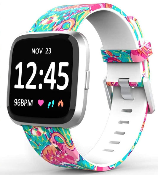 Flamingo Watercolor Replacement Bands for Fitbit Versa Lite SE Watch and Apple Watch
