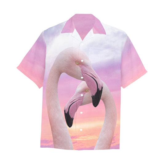 Flamingo Love Men's Shirt with Pocket up to 5XL