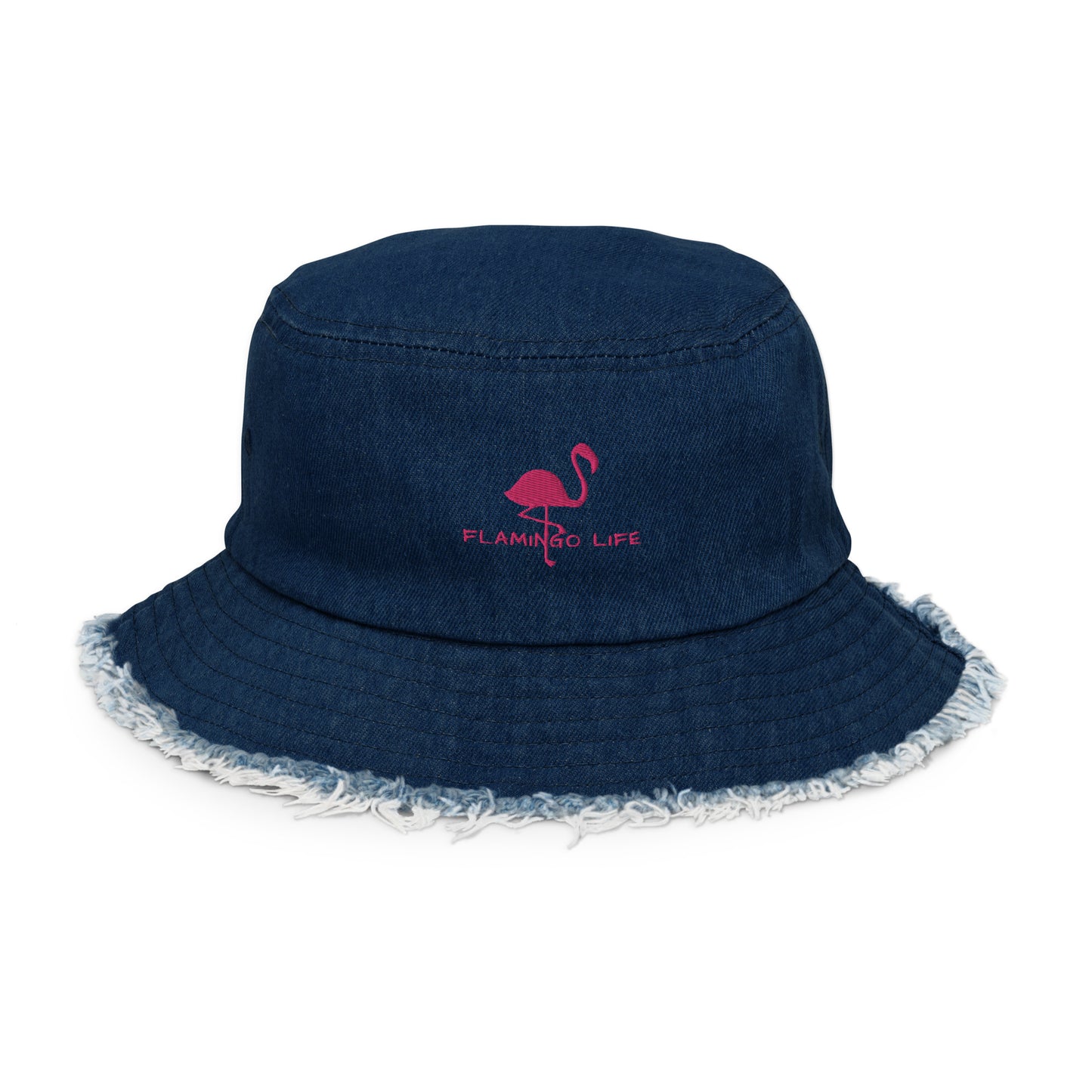 Flamingo Life® Embroidered Distressed Denim Bucket Hat (4 styles)