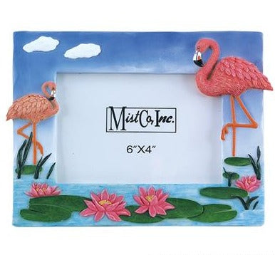 POLYRESIN FLAMINGO FRAME with STAND
