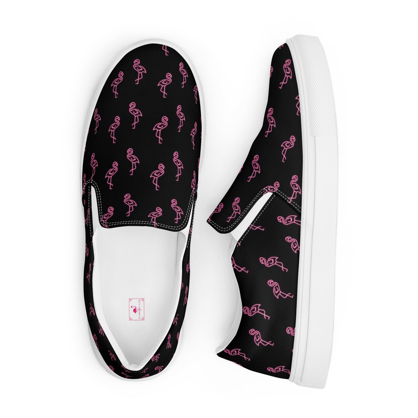 Flamingo Life® Neon Flamingo Men’s slip-on canvas shoes