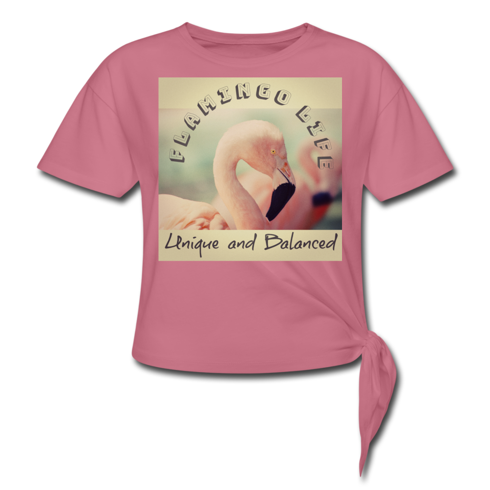 Vintage Look Flamingo Life Women's Knotted T-Shirt - mauve