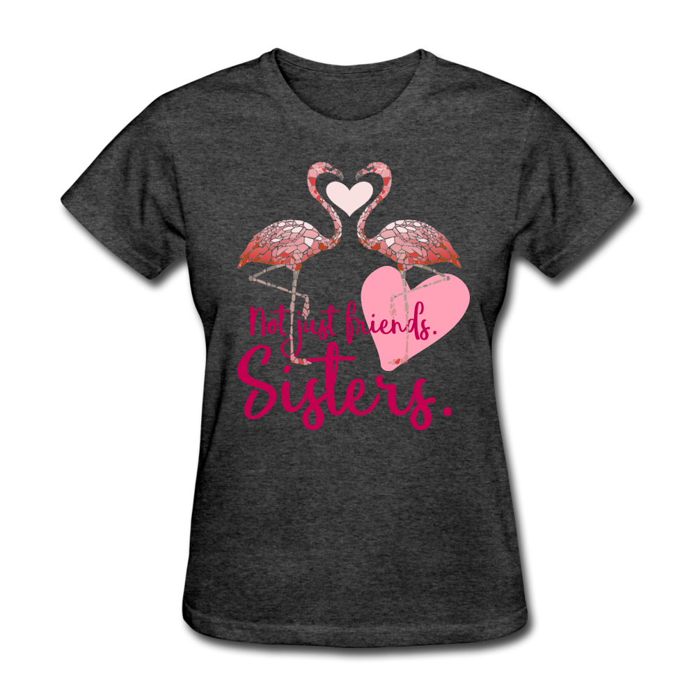 Not Just Friends. Sisters. Flamingo T-Shirt - heather black