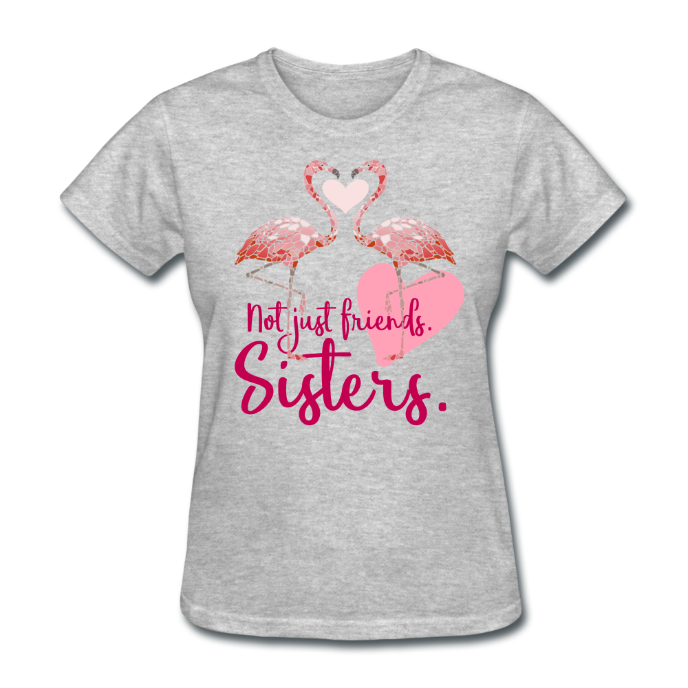 Not Just Friends. Sisters. Flamingo T-Shirt - heather gray