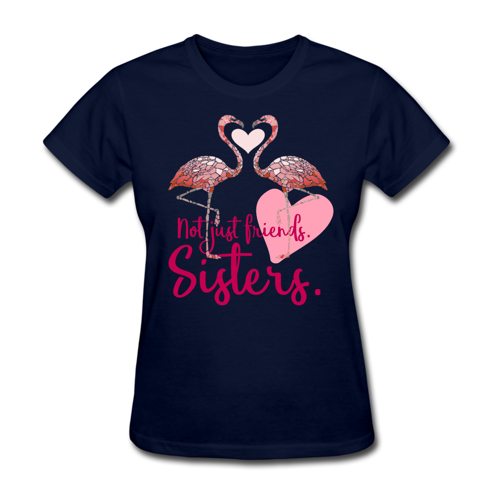 Not Just Friends. Sisters. Flamingo T-Shirt - navy