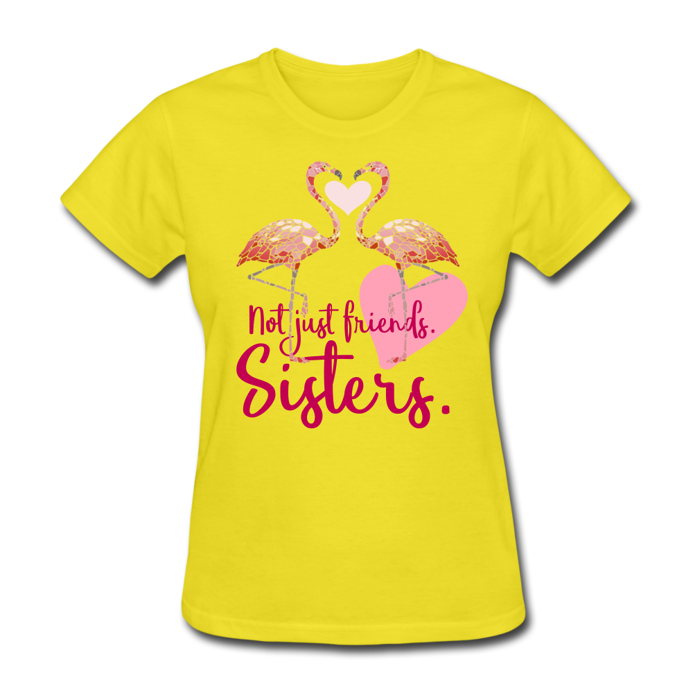 Not Just Friends. Sisters. Flamingo T-Shirt - yellow