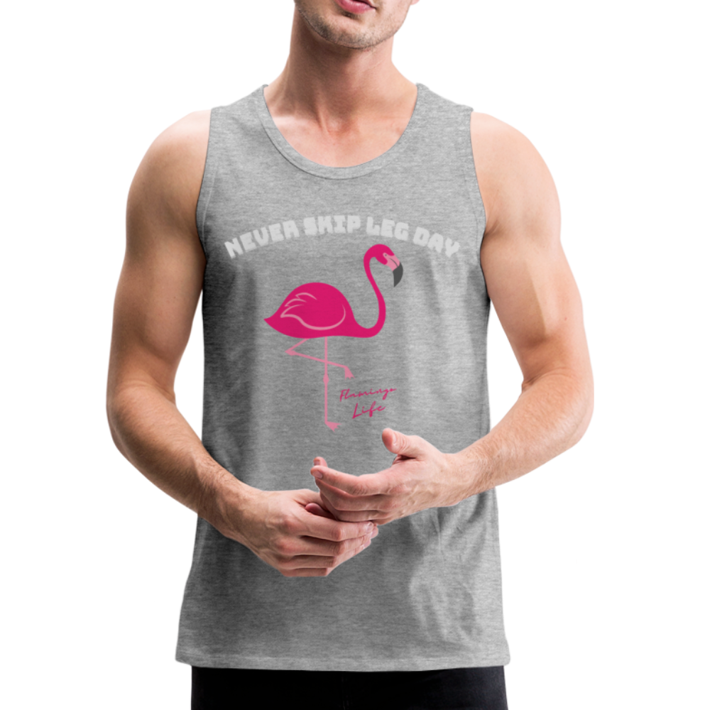 Flamingo Life® Never Skip Leg Day Mens Tank Top - heather gray