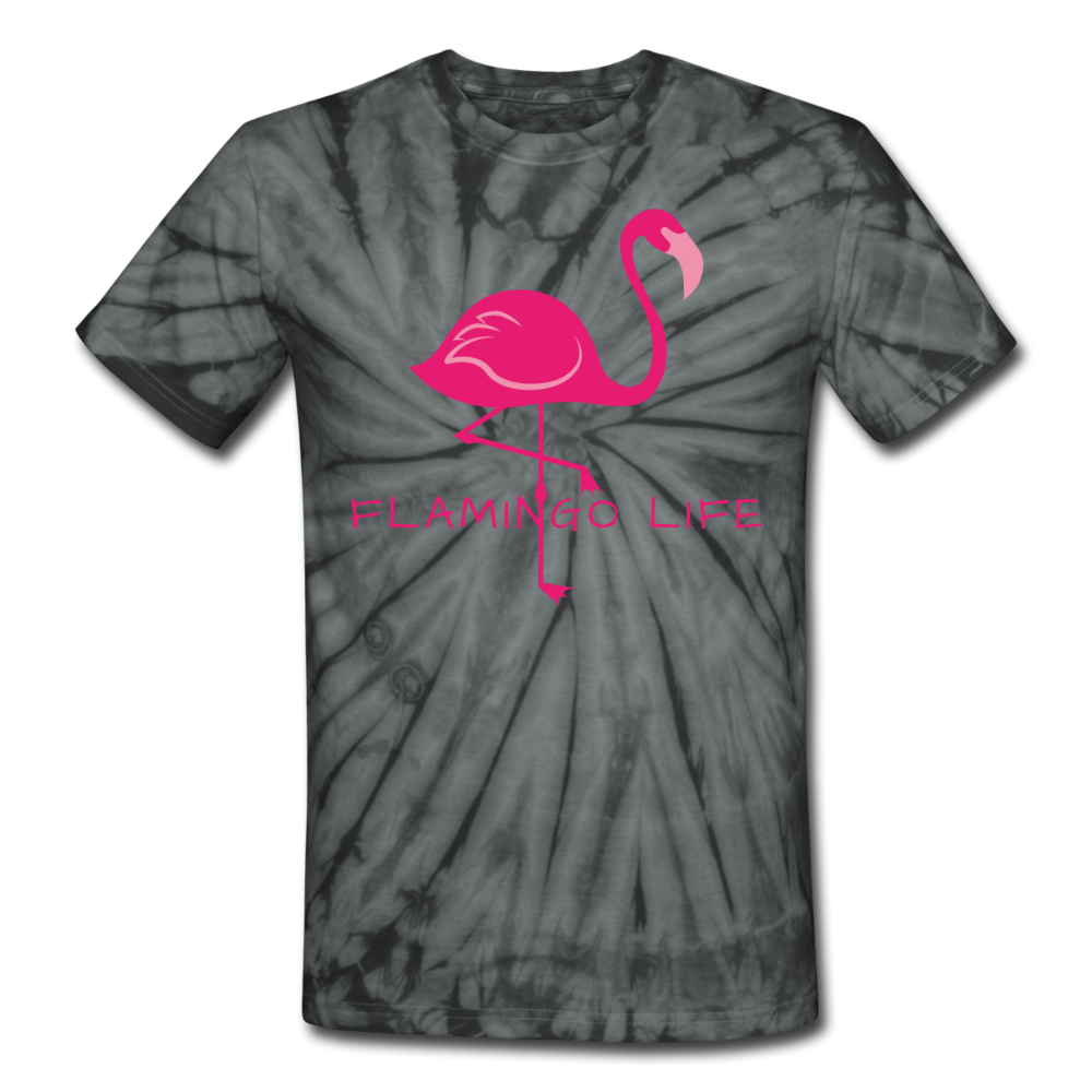 Flamingo Life® Unisex Tie Dye T-Shirt - spider black