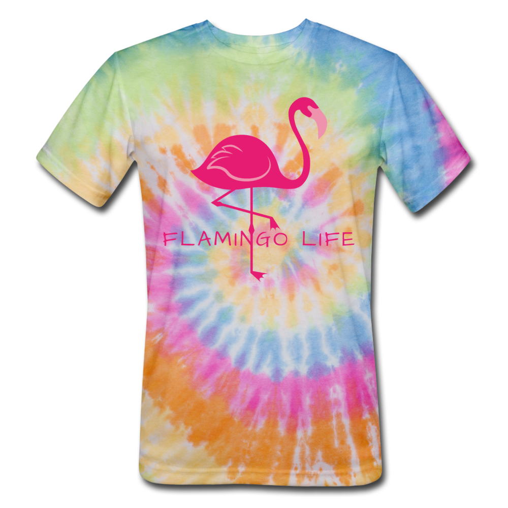 Flamingo Life® Unisex Tie Dye T-Shirt - rainbow