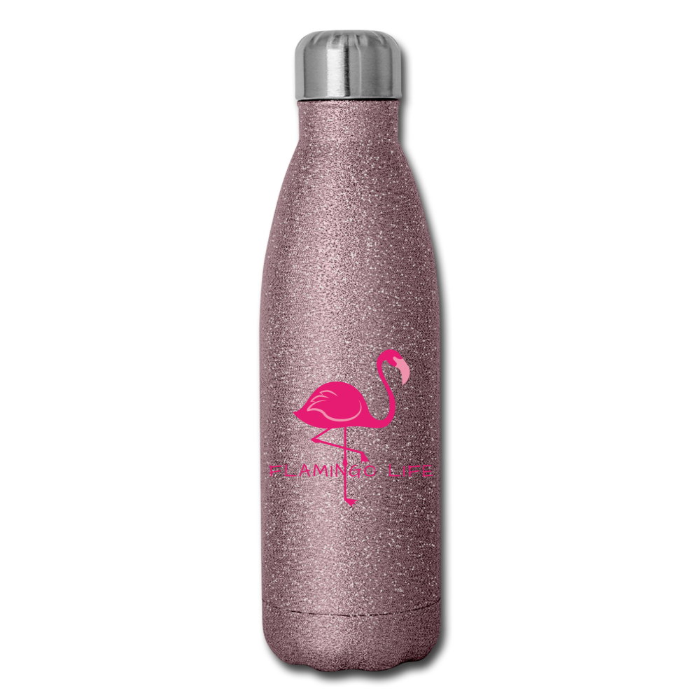 Flamingo Life® Insulated Stainless Steel Water Bottle - pink glitter