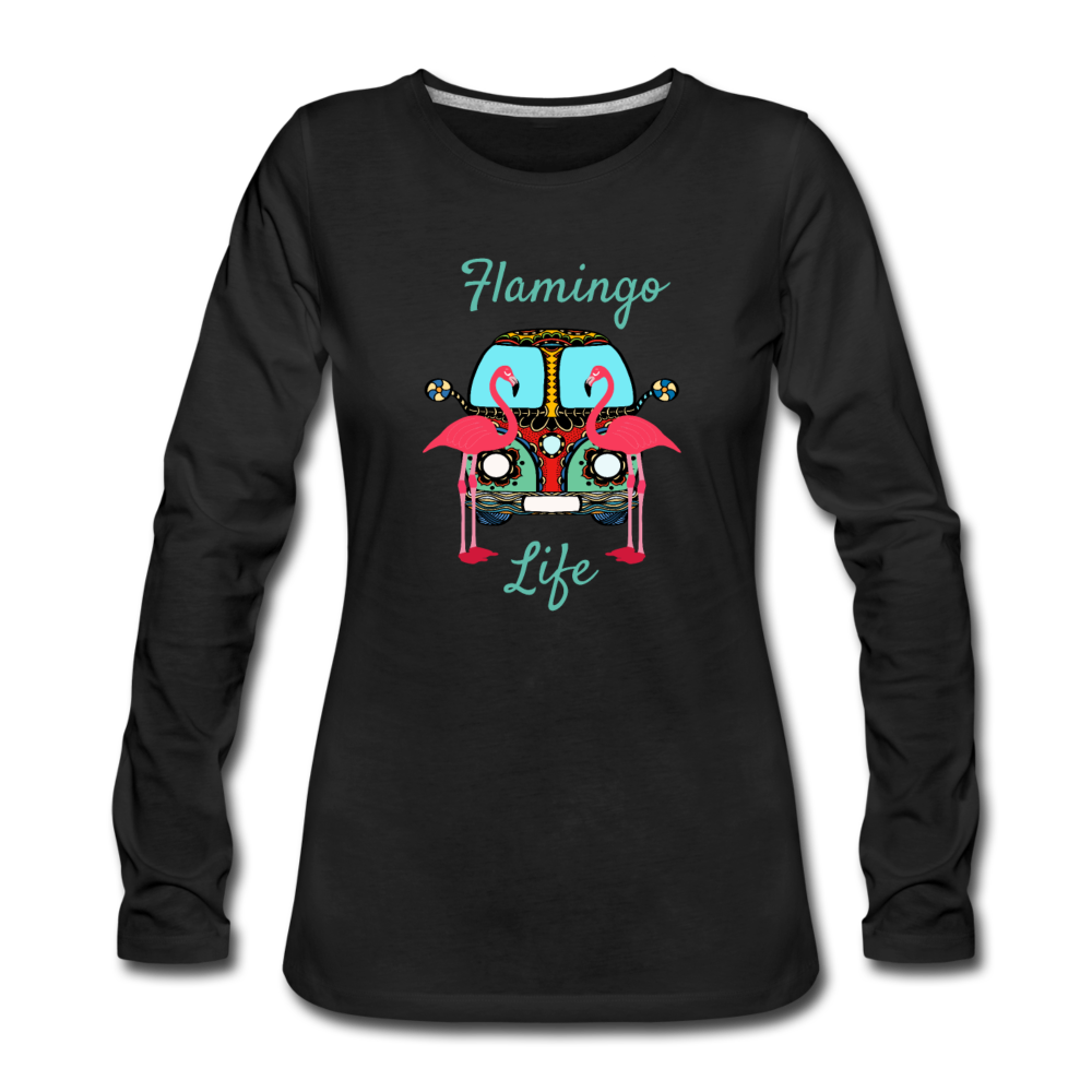 Flamingo Life® Women's Fitted Long Sleeve Tee - black