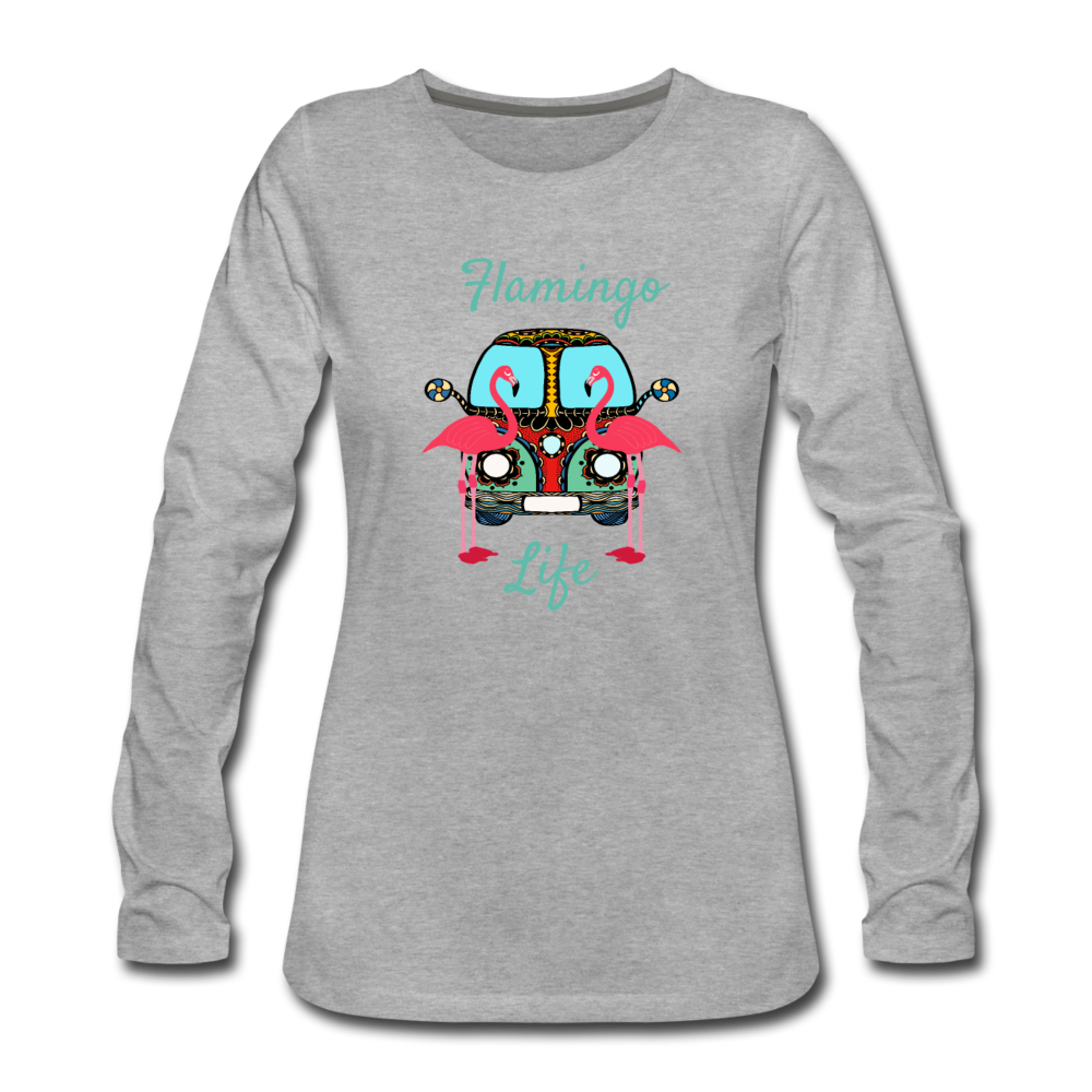 Flamingo Life® Women's Fitted Long Sleeve Tee - heather gray