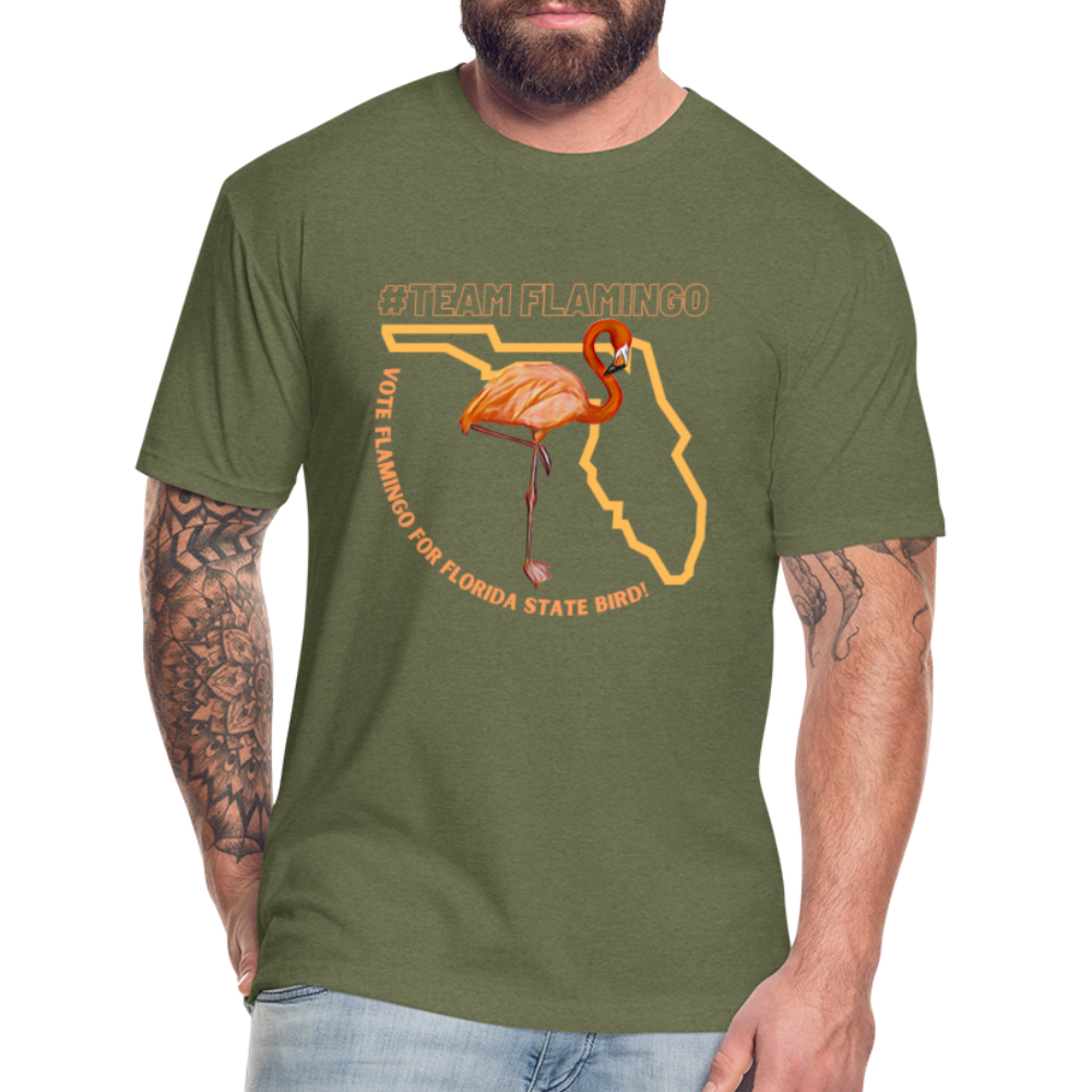 Team Flamingo Fitted Cotton/Poly T-Shirt - heather military green