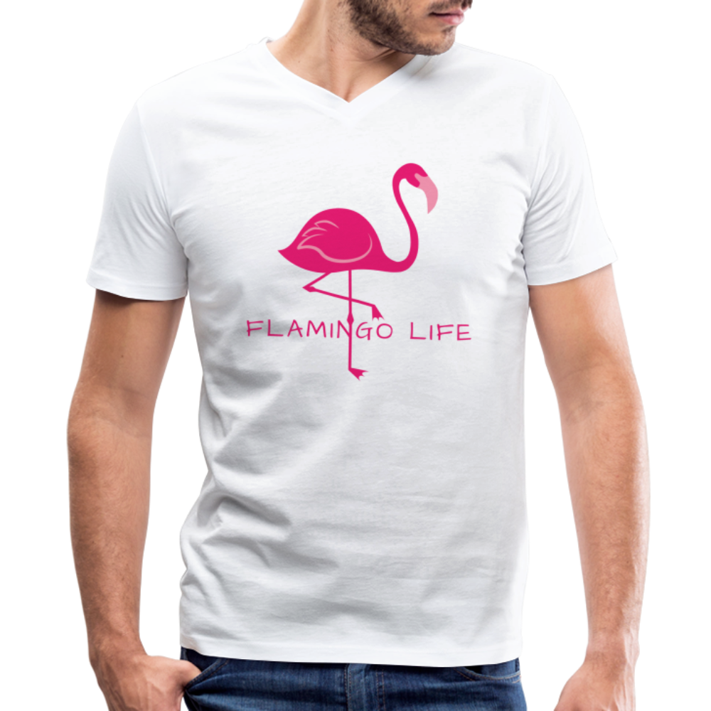 Men's Flamingo Life® V-Neck T-Shirt - white