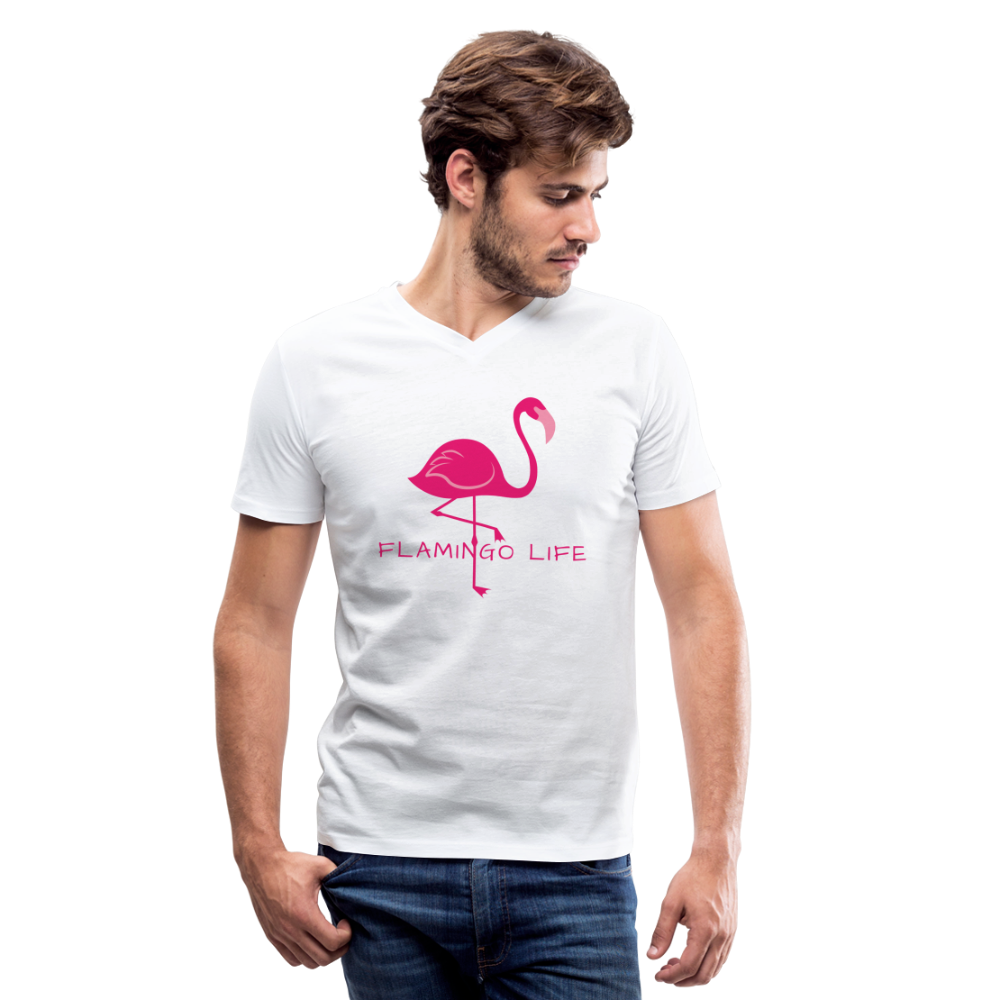 Men's Flamingo Life® V-Neck T-Shirt - white