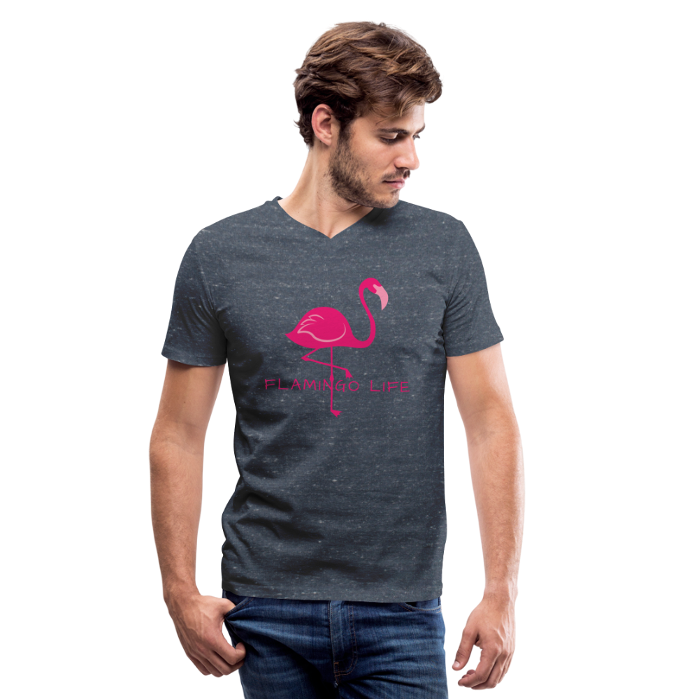 Men's Flamingo Life® V-Neck T-Shirt - heather navy