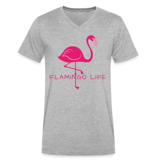 Men's Flamingo Life® V-Neck T-Shirt - heather gray