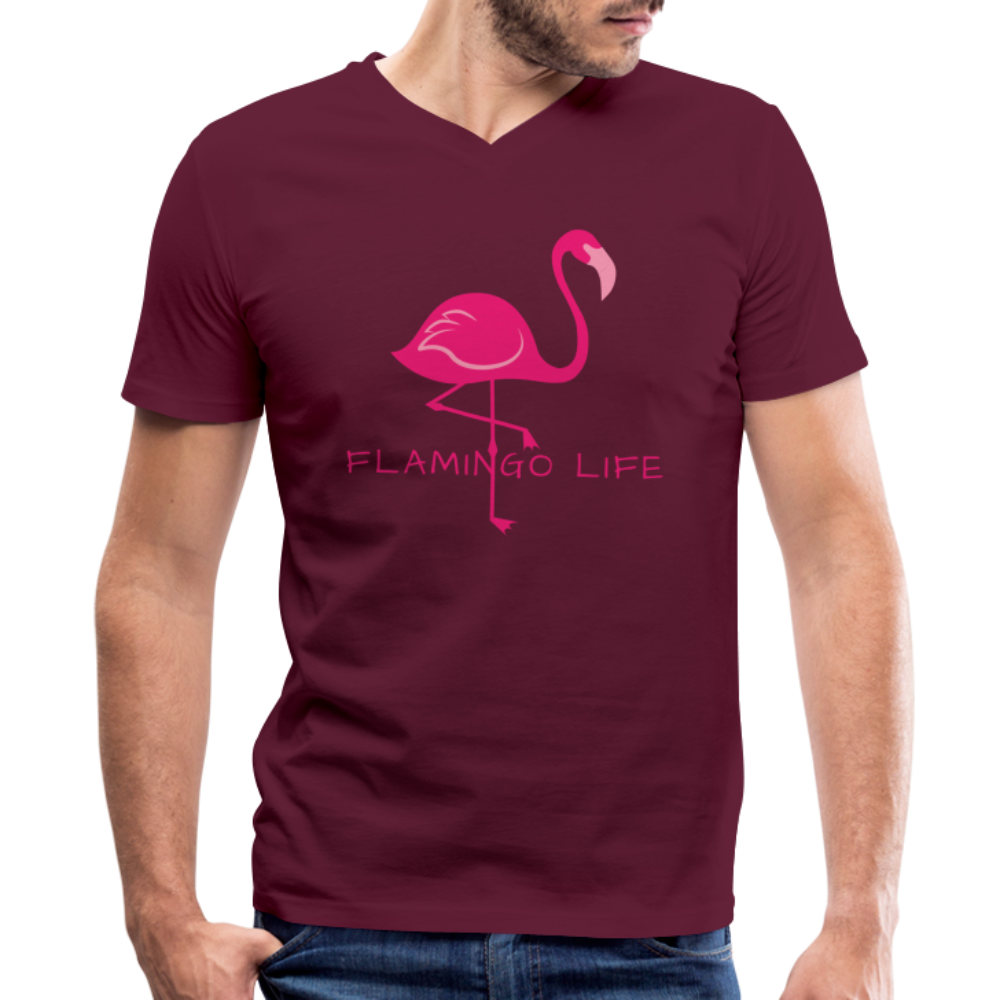 Men's Flamingo Life® V-Neck T-Shirt - maroon