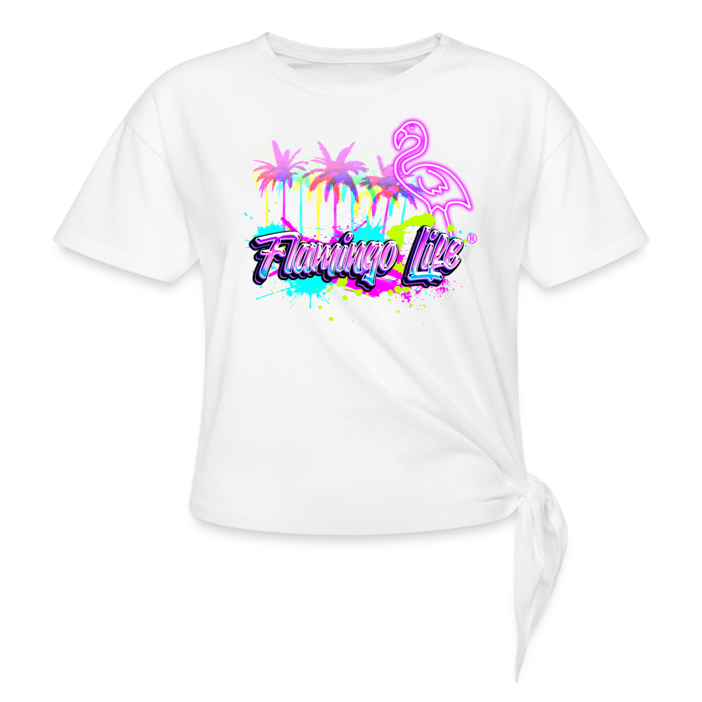 Women's Neon Flamingo Life® Knotted T-Shirt - white