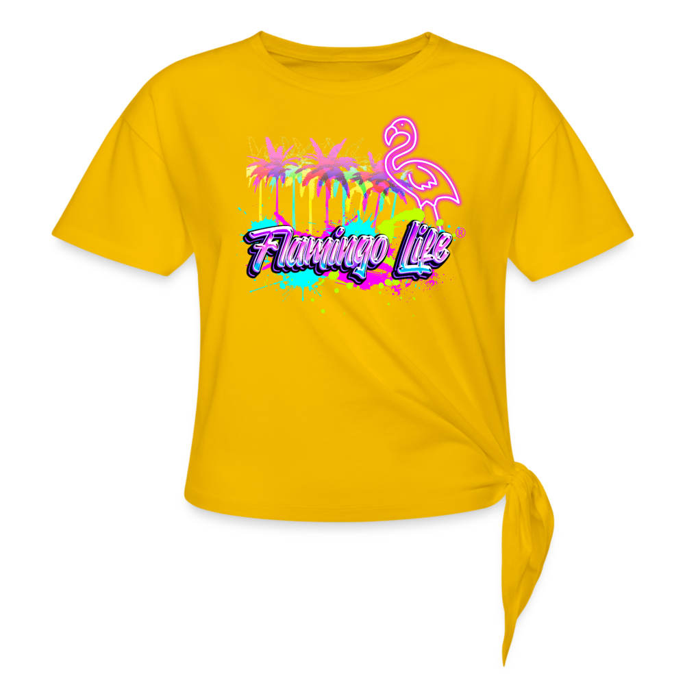 Women's Neon Flamingo Life® Knotted T-Shirt - sun yellow