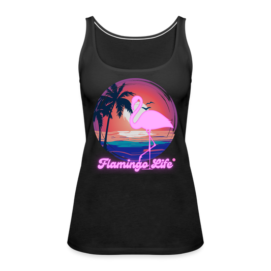 Flamingo Life® Sunset Women’s Premium Tank Top - black
