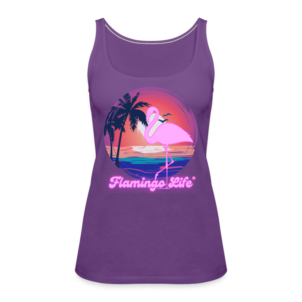 Flamingo Life® Sunset Women’s Premium Tank Top - purple