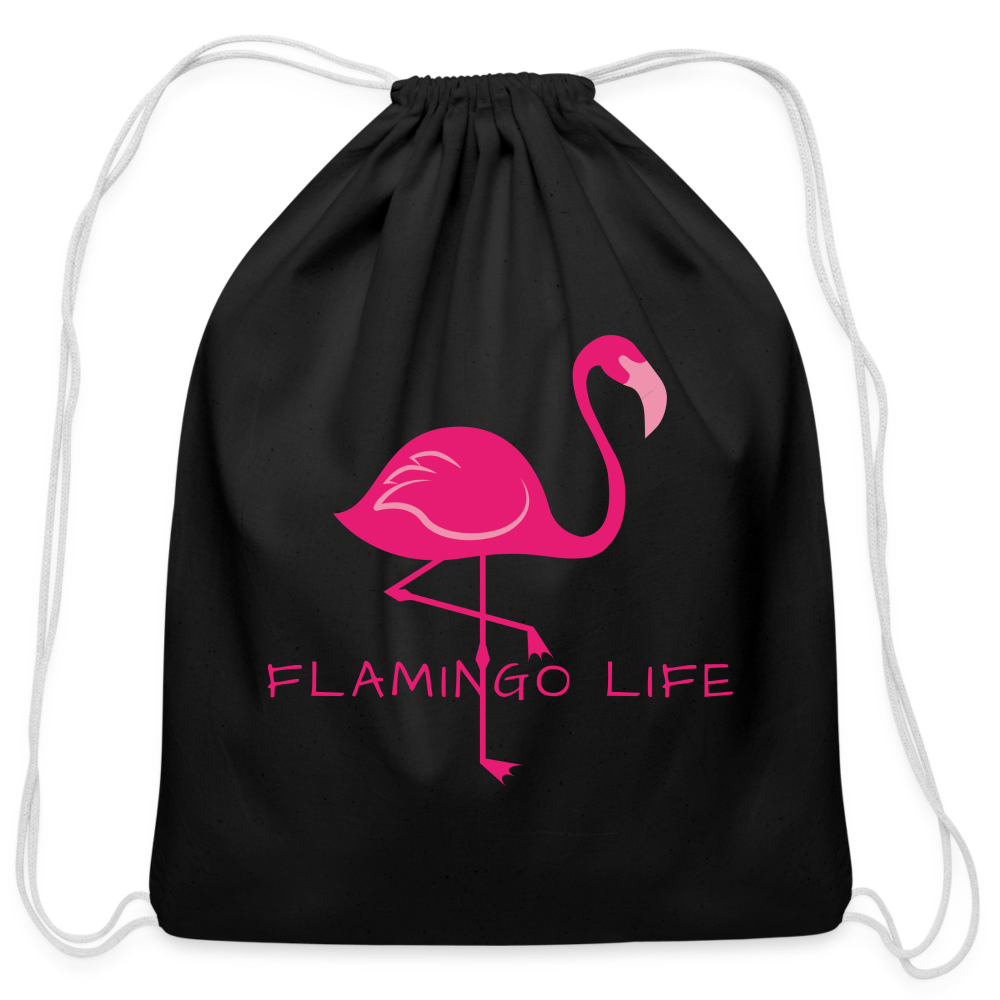 Flamingo Life® Cotton Drawstring Bag - black