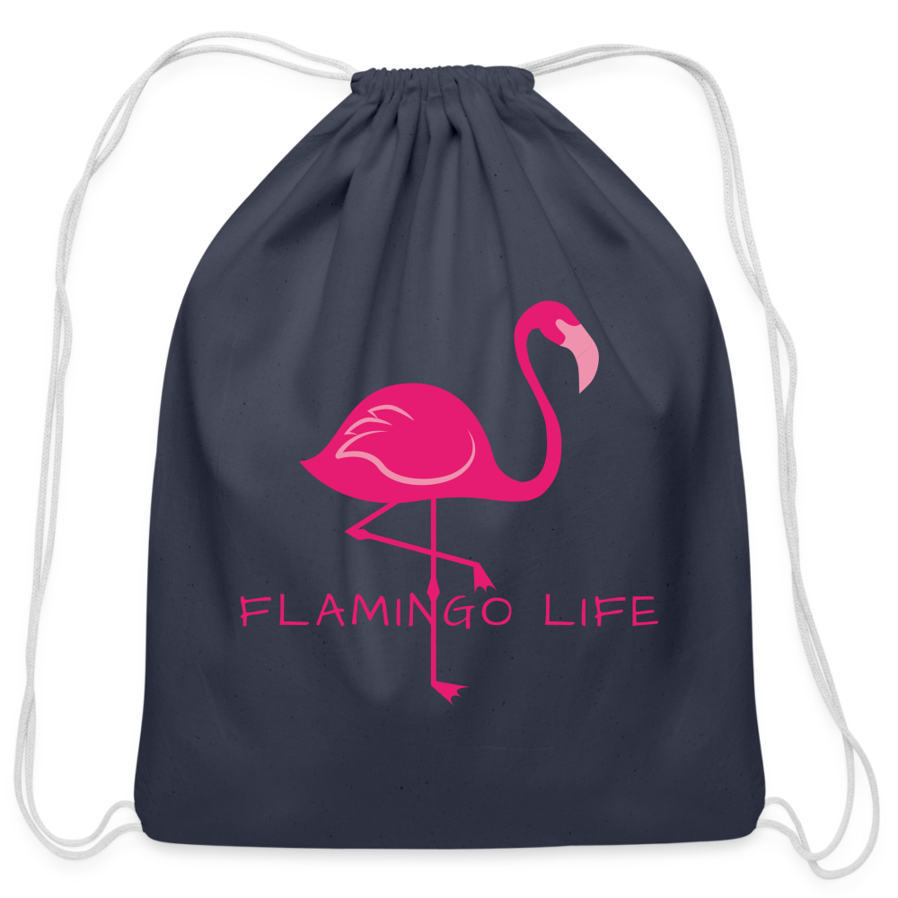 Flamingo Life® Cotton Drawstring Bag - navy