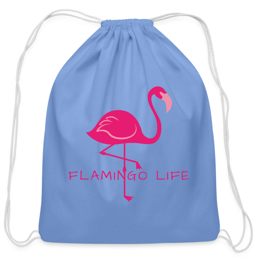Flamingo Life® Cotton Drawstring Bag - carolina blue