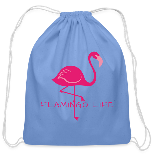 Flamingo Life® Cotton Drawstring Bag - carolina blue