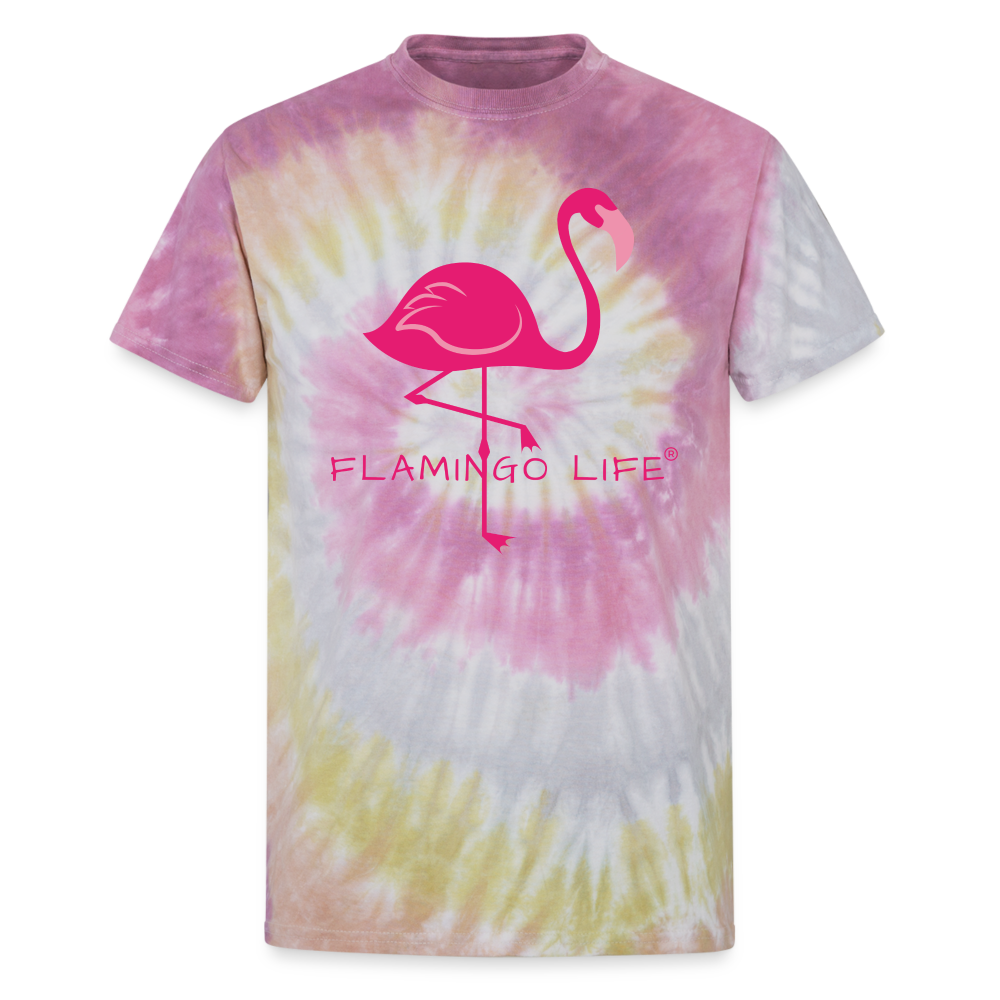 Flamingo Life® Pastel Vortex Unisex Tie Dye T-Shirt - Desert Rose