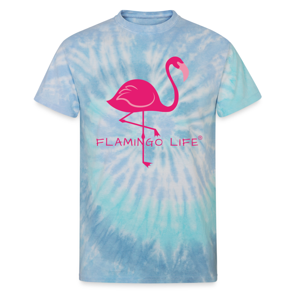 Flamingo Life® Unisex Tie Dye T-Shirt - blue lagoon