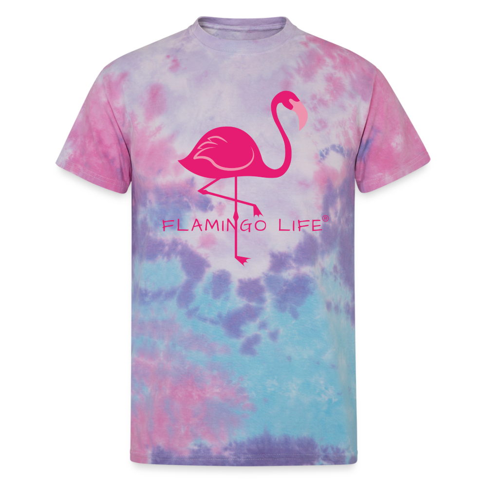 Flamingo Life® Bubble Gum Unisex Tie Dye T-Shirt - cotton candy