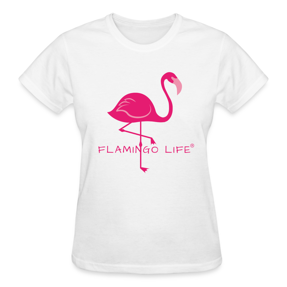 Flamingo Life® Logo Ultra Cotton Ladies T-Shirt - white