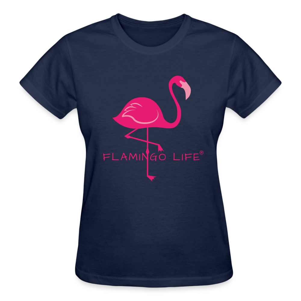 Flamingo Life® Logo Ultra Cotton Ladies T-Shirt - navy