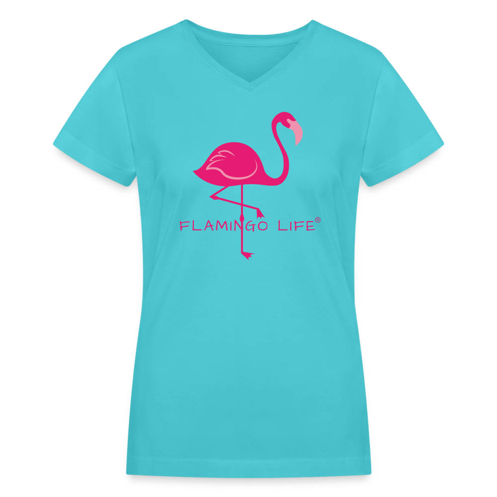 Flamingo Life® Women's V-Neck T-Shirt - aqua