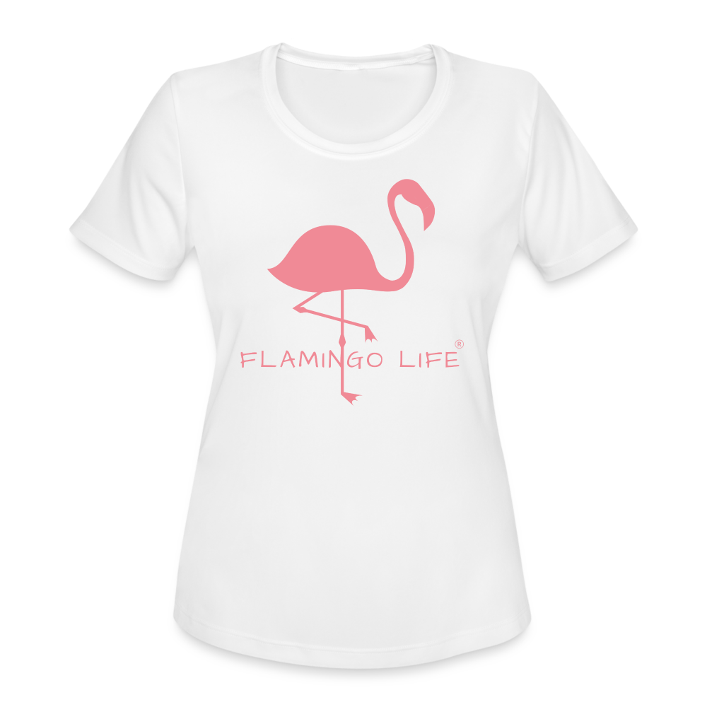Flamingo Life® Women's Moisture Wicking Performance T-Shirt - white
