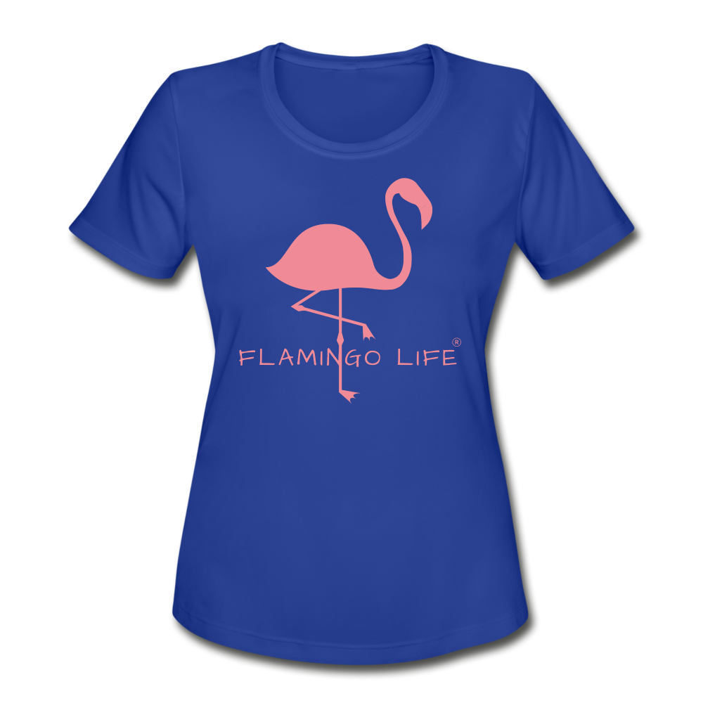 Flamingo Life® Women's Moisture Wicking Performance T-Shirt - royal blue