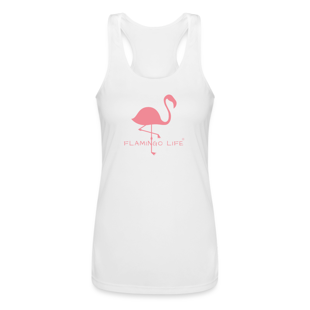 Flamingo Life® Women’s Performance Racerback Tank Top - white