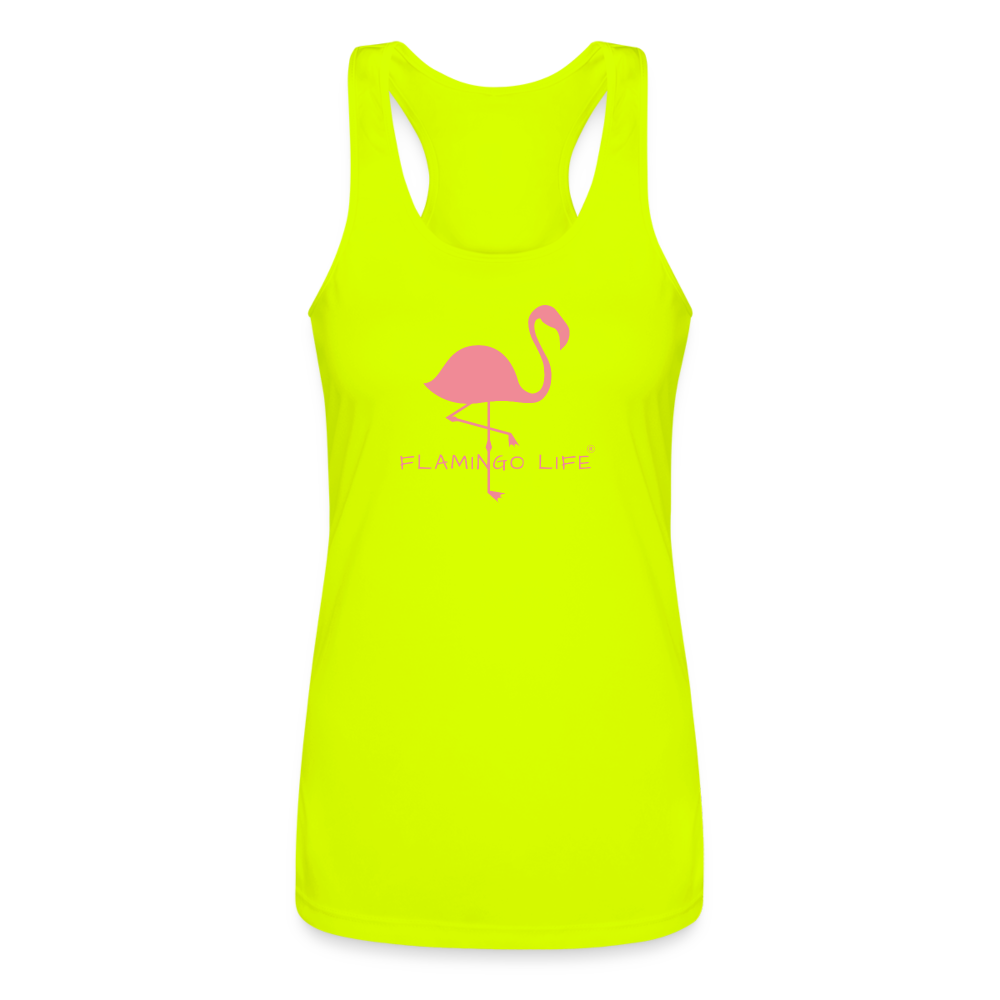 Flamingo Life® Women’s Performance Racerback Tank Top - neon yellow