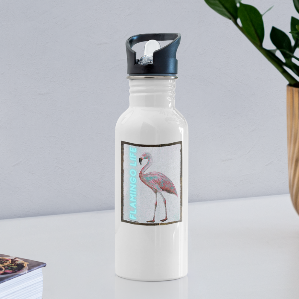 Wyland© Designed Flamingo Life® Water Bottle - white