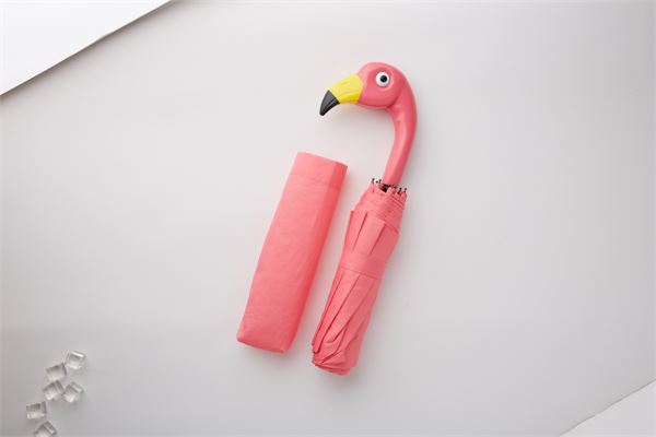 Pink Flamingo Umbrella - Full Size Waterproof Folding Flamingo Head Umbrella