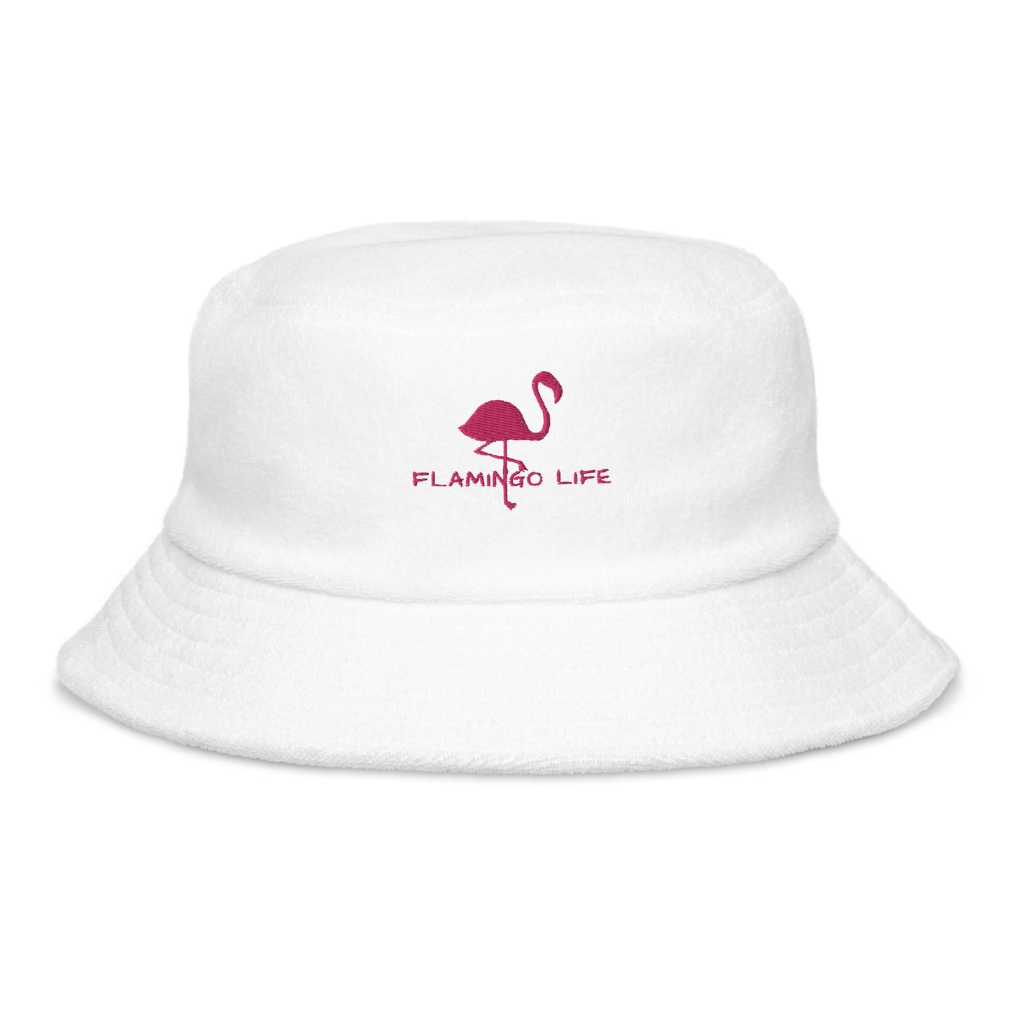 Flamingo Life® Embroidered Terry Cloth Bucket Hat (in 5 colors)