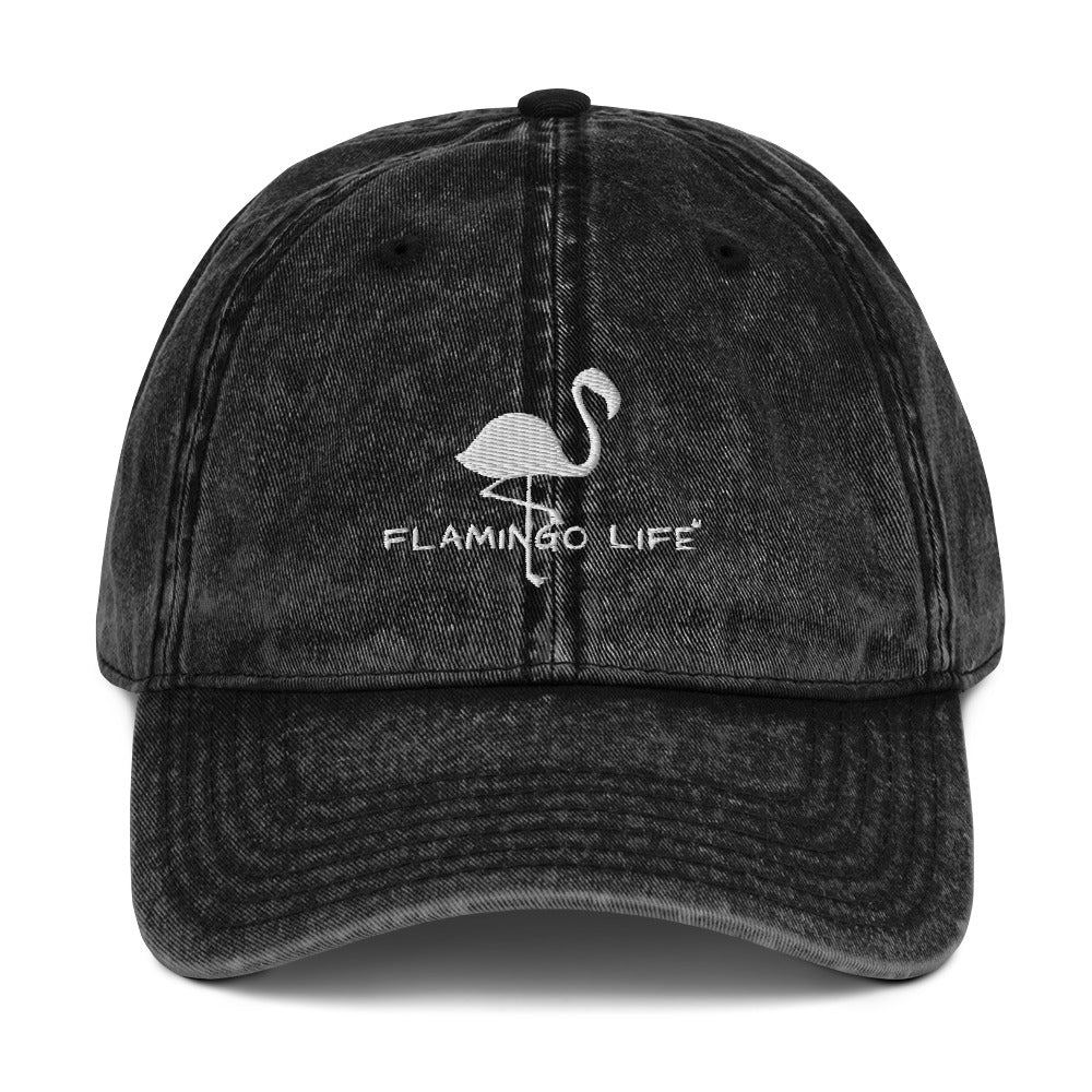Flamingo Life® Embroidered Vintage Cotton Twill Cap